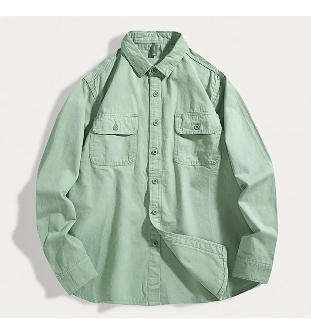 Autumn Retro Multi - Pocket Work Shirt Detail