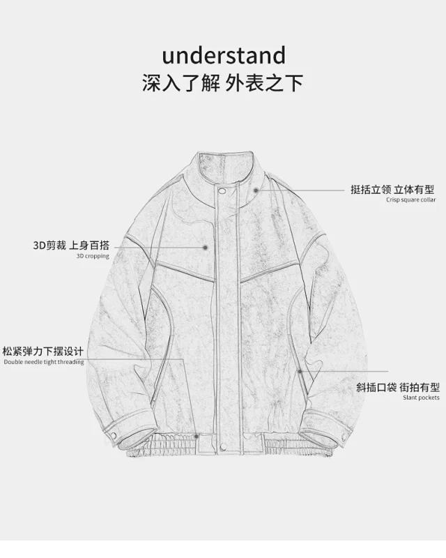 Autumn Streetwear Biker Jacket Detail