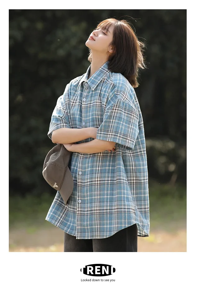 Vintage Plaid Short-sleeve Shirt Detail