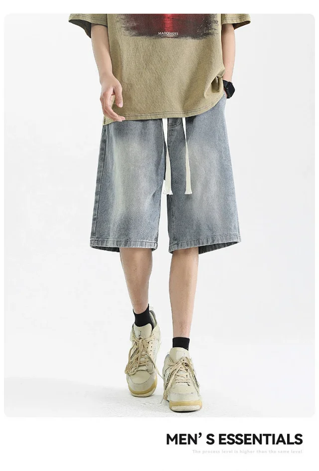 Men's Denim Shorts 2025 High Street Yellow Detail