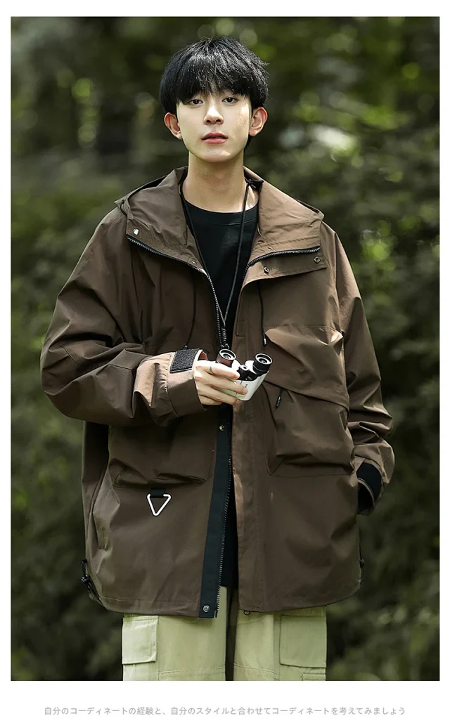 Solid Outdoor Windproof Waterproof Hooded Jacket Detail