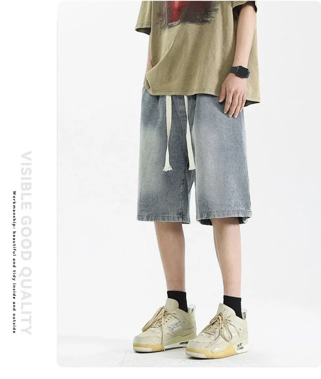 Men's Denim Shorts 2025 High Street Yellow Detail