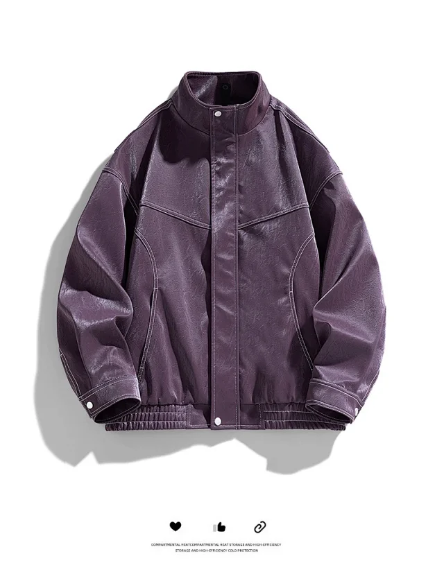 Autumn Streetwear Biker Jacket Detail