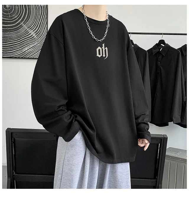 Autumn New Hong Kong Style Cotton T-shirt Detail