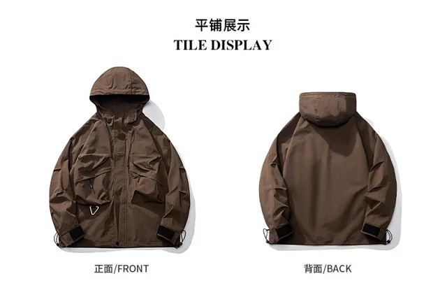 Solid Outdoor Windproof Waterproof Hooded Jacket Detail