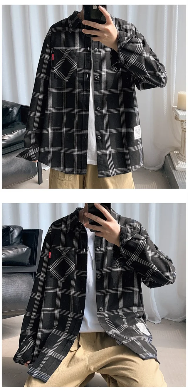 Men's Long Sleeve Plaid Shirt Detail