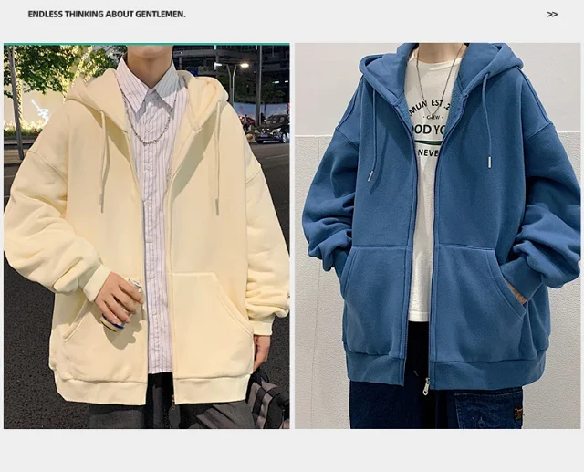 Fleece Men's Hooded Cardigan Detail