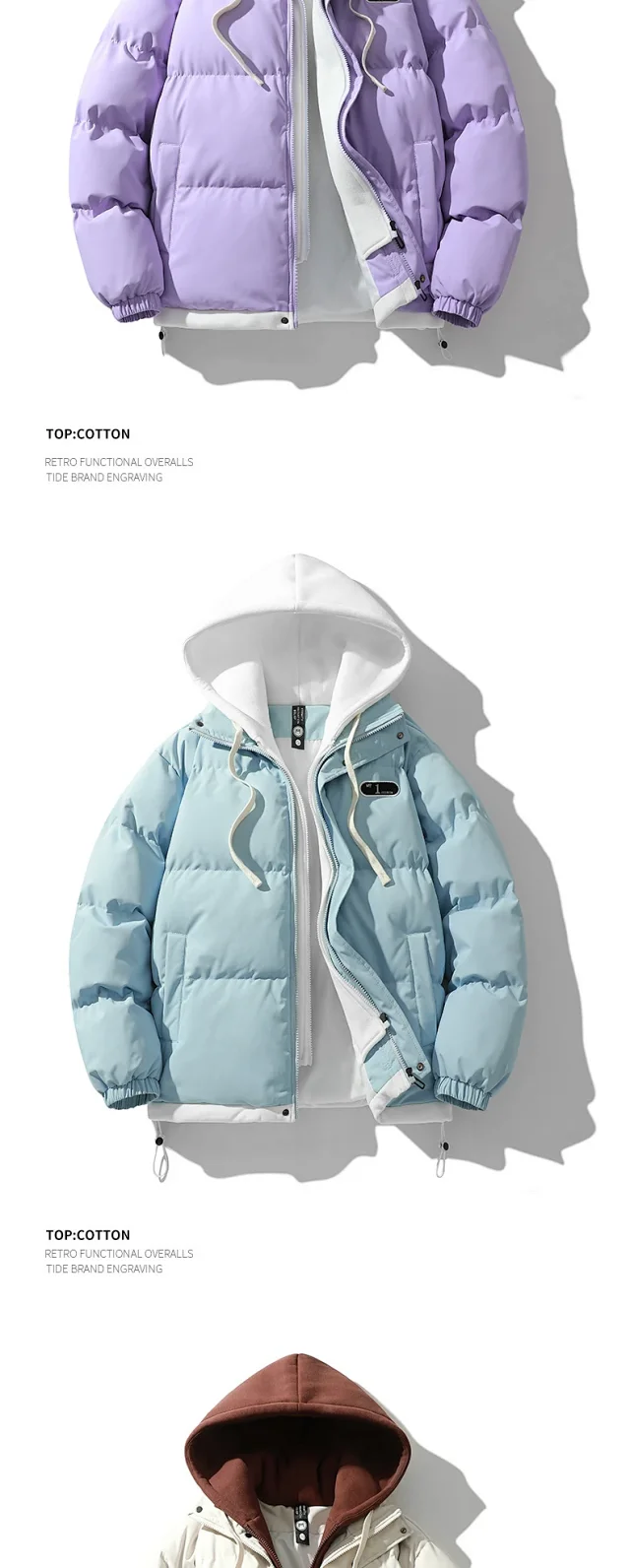 2025 Winter Men's Hooded Cotton Coat Detail