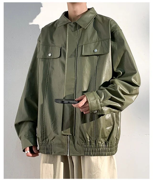 2025 Fall PU Leather Jacket for Men Detail