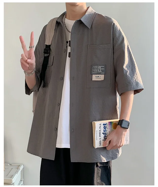 Men's Summer Ice Silk Short-Sleeve Shirt Detail