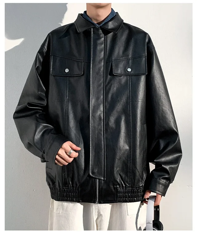 2025 Fall PU Leather Jacket for Men Detail