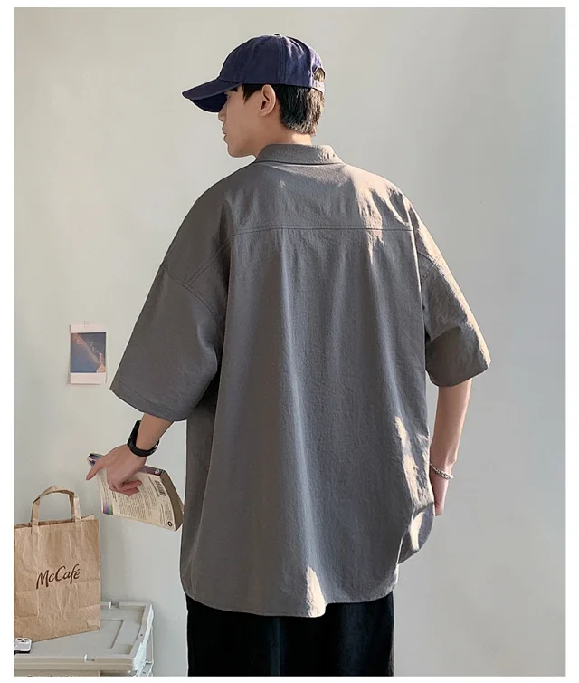 Men's Summer Ice Silk Short-Sleeve Shirt Detail