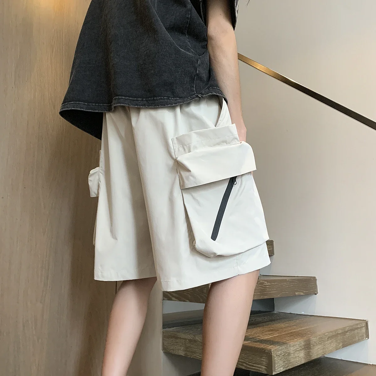 Japanese Streetwear Utility Shorts for Men