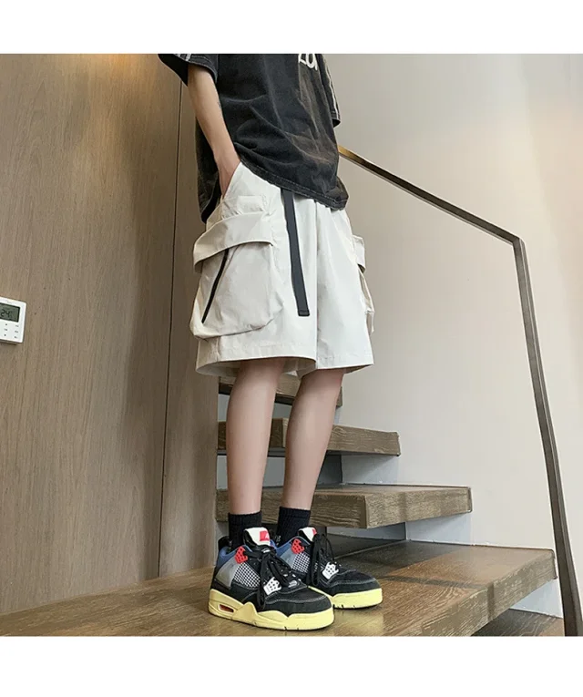 Japanese Streetwear Utility Shorts for Men Detail