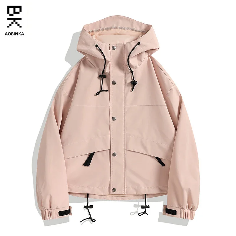 Women's Spring Autumn Outdoor Short Hooded Windbreaker Jacket