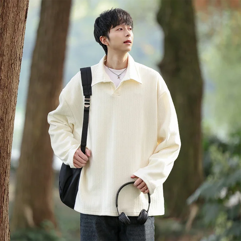 Japanese POLO Shirt New Lazy Style V-Neck Sweatshirt