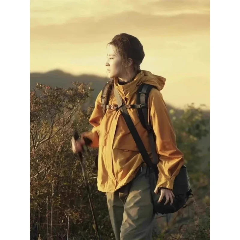 Huang Yimei Liu Yifei Outdoor Water-Resistant Yellow Jacket