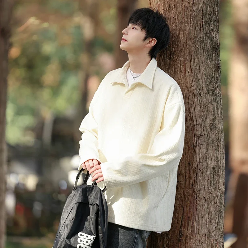 Japanese POLO Shirt New Lazy Style V-Neck Sweatshirt