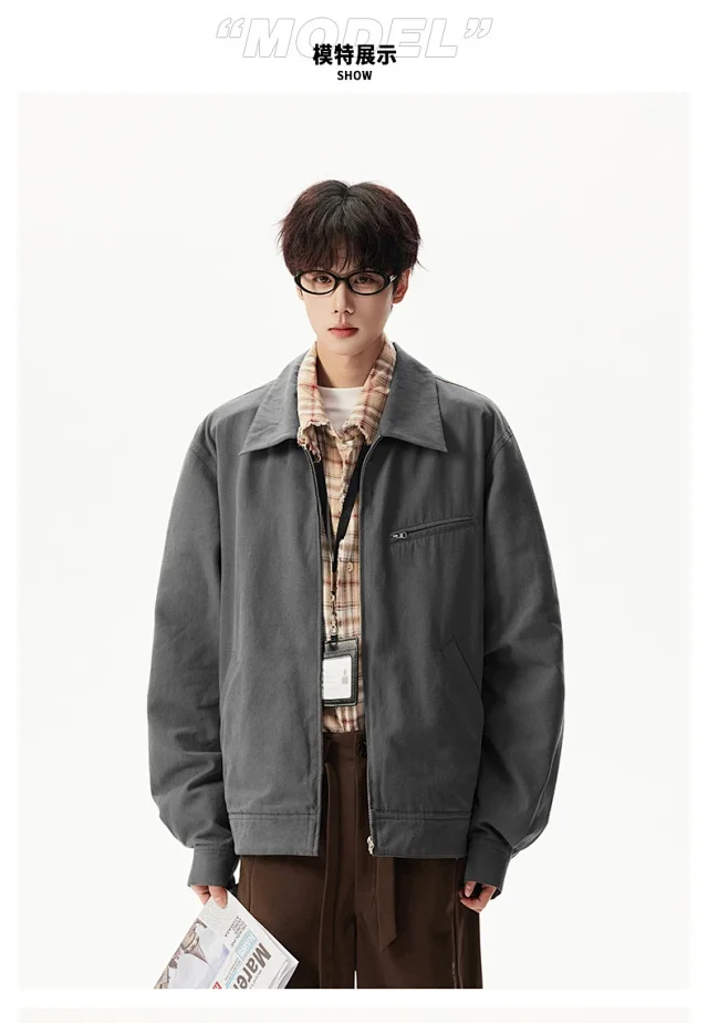 Autumn Lapel Vintage Work Jacket Detail