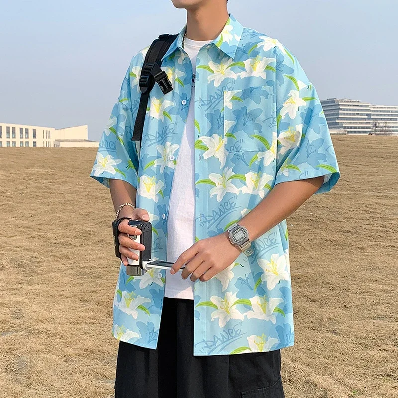 Trendy Floral Shirt (Unisex, Summer, Loose, Ice Silk, Couple, Unique Design)