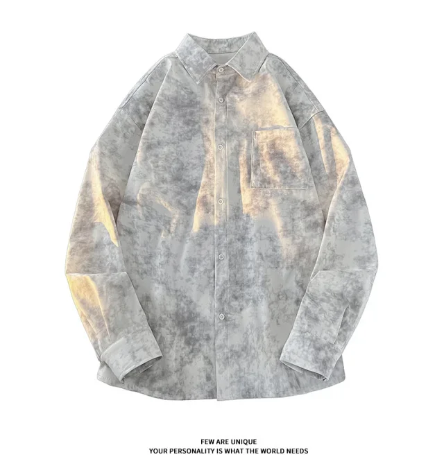 Men's Ink-dyed Loose Shirt Coat Detail