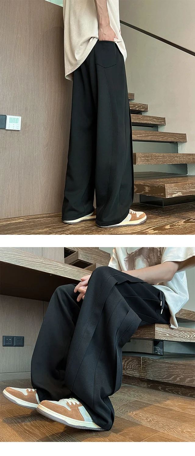Men's Spring/Fall Wide-Leg Athletic Pants Detail