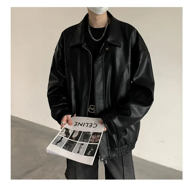 2025 Spring/Fall Men's PU Leather Jacket Detail