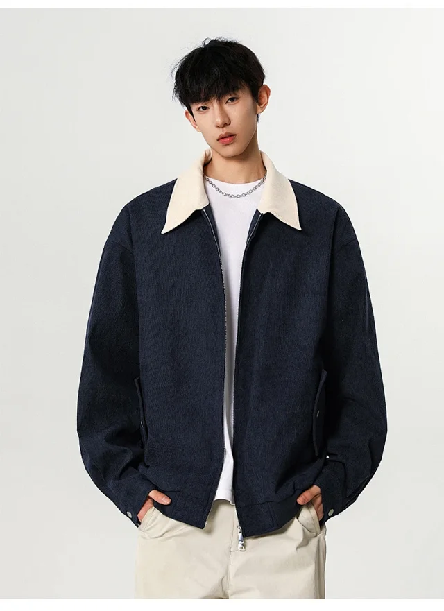 Autumn Retro Bomber Jacket for Couples Detail