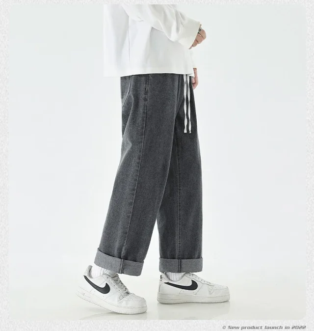 Men's Loose Straight Cotton Denim Jeans Detail