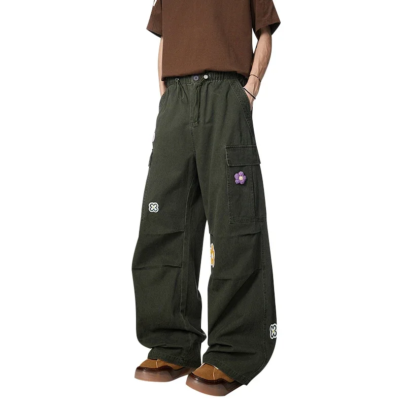 Unisex Embroidered Floral Work Pants