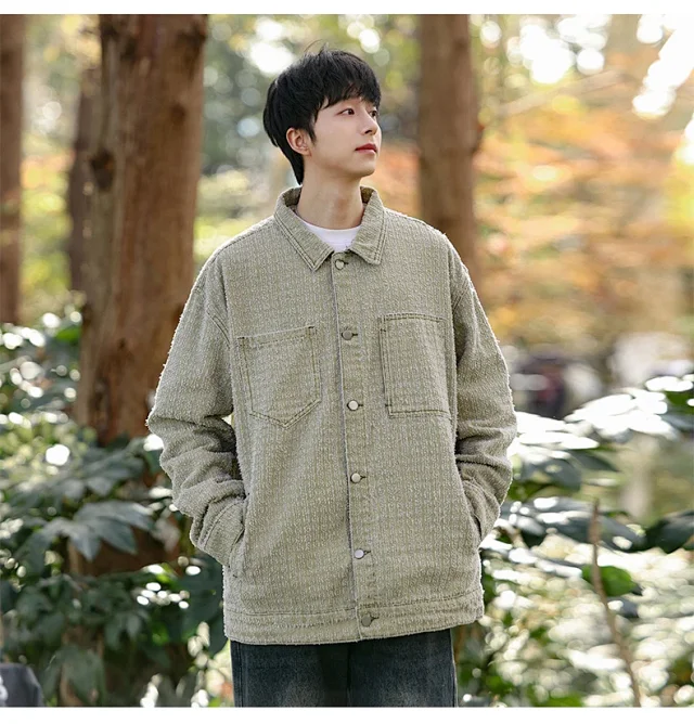 Autumn Spring Hong Kong Style Retro Work Jacket Detail