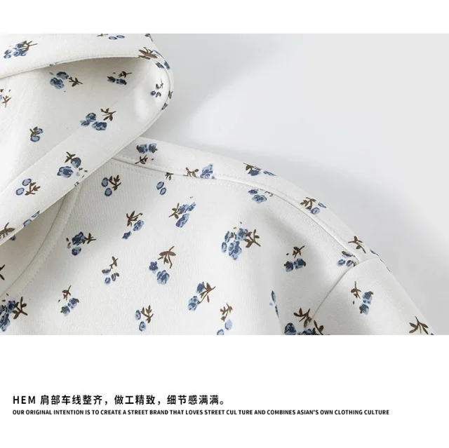 Aobinka Floral Hoodie Unisex Detail