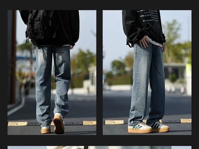 NASA Men's Spring/Fall Washed Straight Jeans (Unisex) Detail