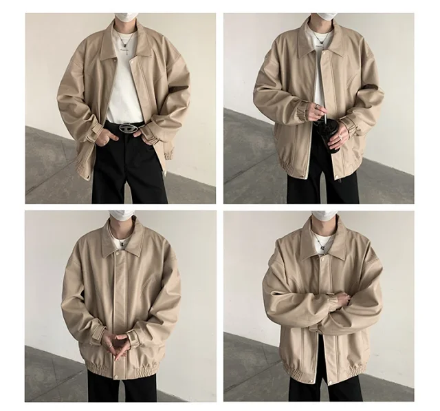 2025 Spring/Fall Men's PU Leather Jacket Detail