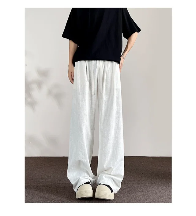 Men's Linen Retro Wide - leg Pants Detail