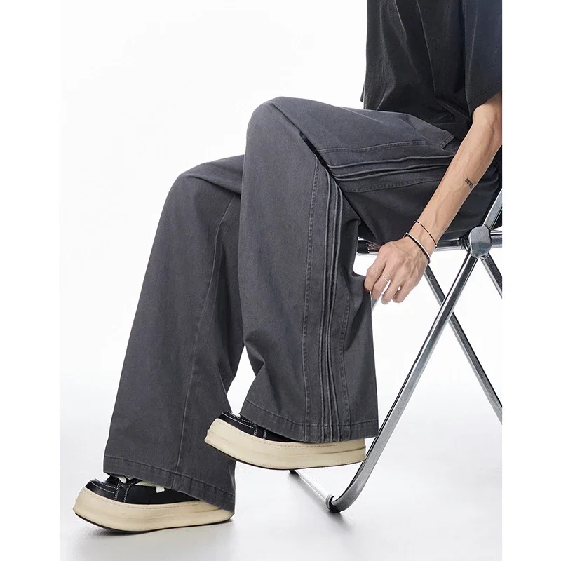 Men's 2025 New American High Street Straight Washed Joggers
