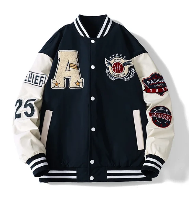 Men's Baseball Jacket with Embroidery Detail