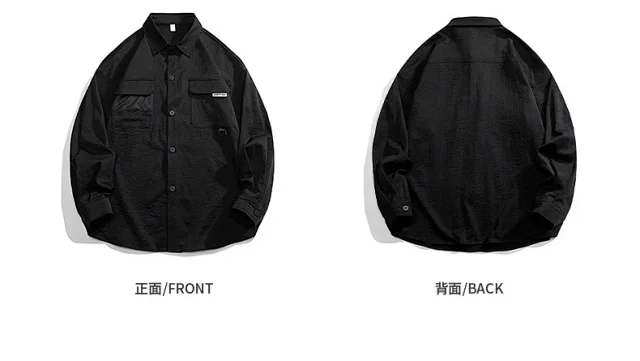 2025 Autumn Hong Kong Style Men's Workwear Shirt Detail