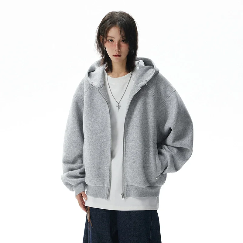 American Retro Deconstructed Air Layer Zip Cardigan Hoodie