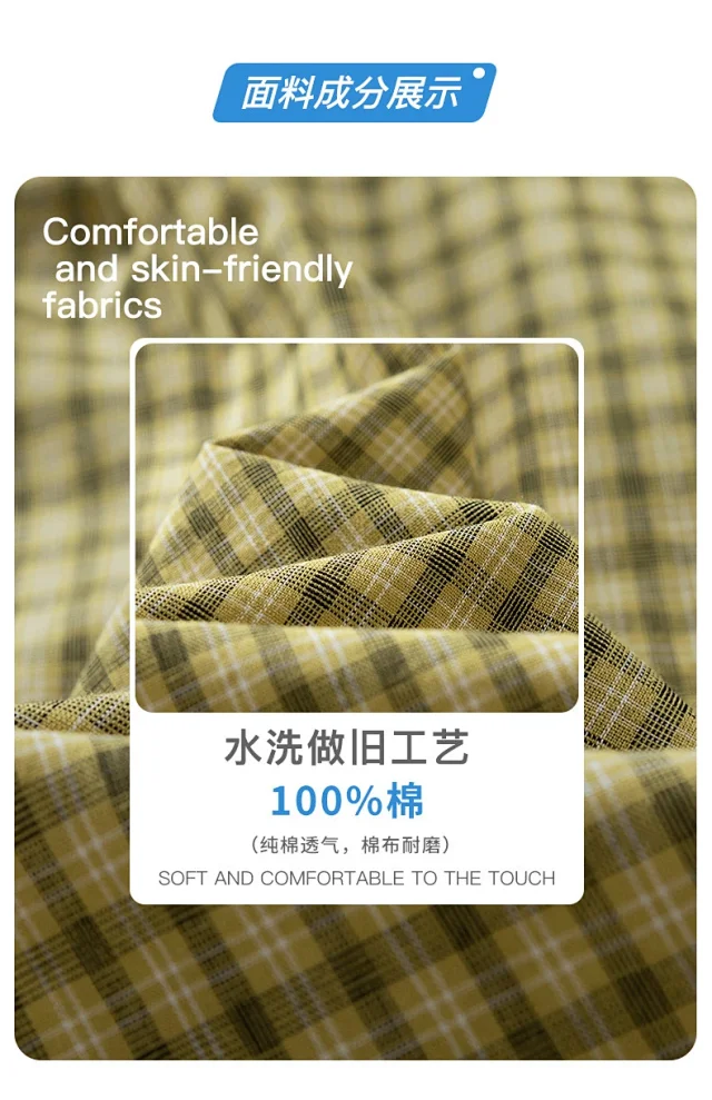 Aobinka Summer Lapel Check Shirt Detail