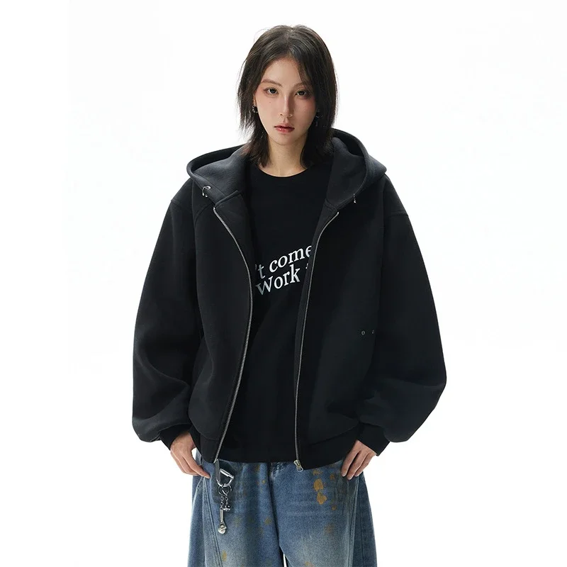 American Retro Deconstructed Air Layer Zip Cardigan Hoodie