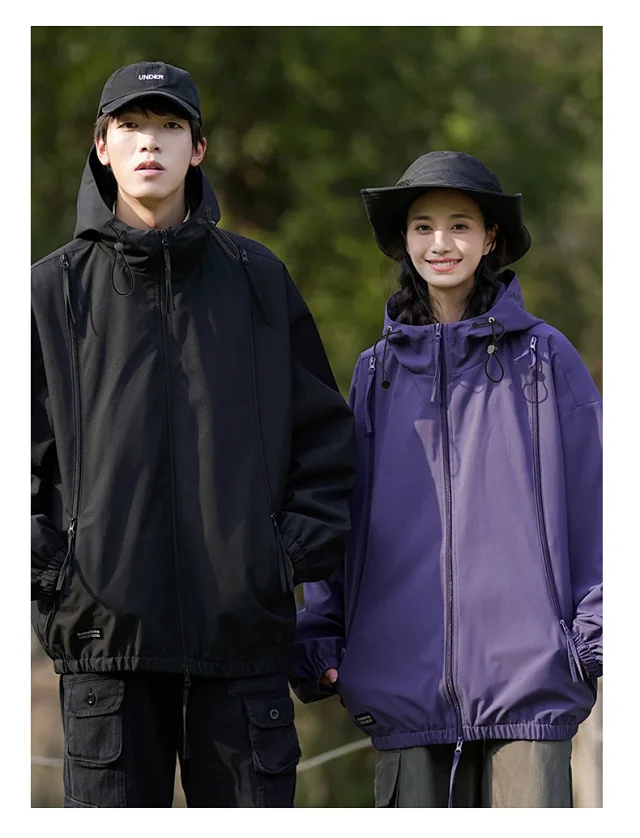 Spring/Autumn New Jackets Unisex Hooded Outerwear Detail