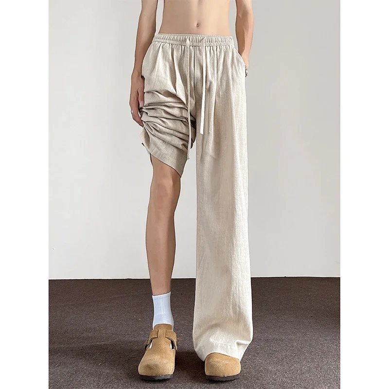 Men's Linen Retro Wide - leg Pants