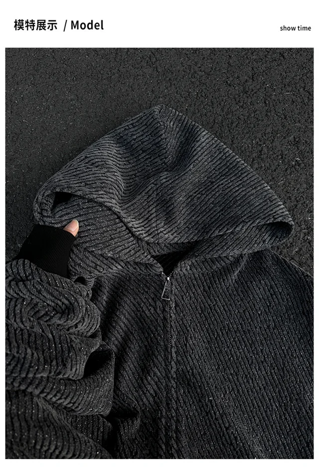 Men's Tweed Stripe Hoodie Detail