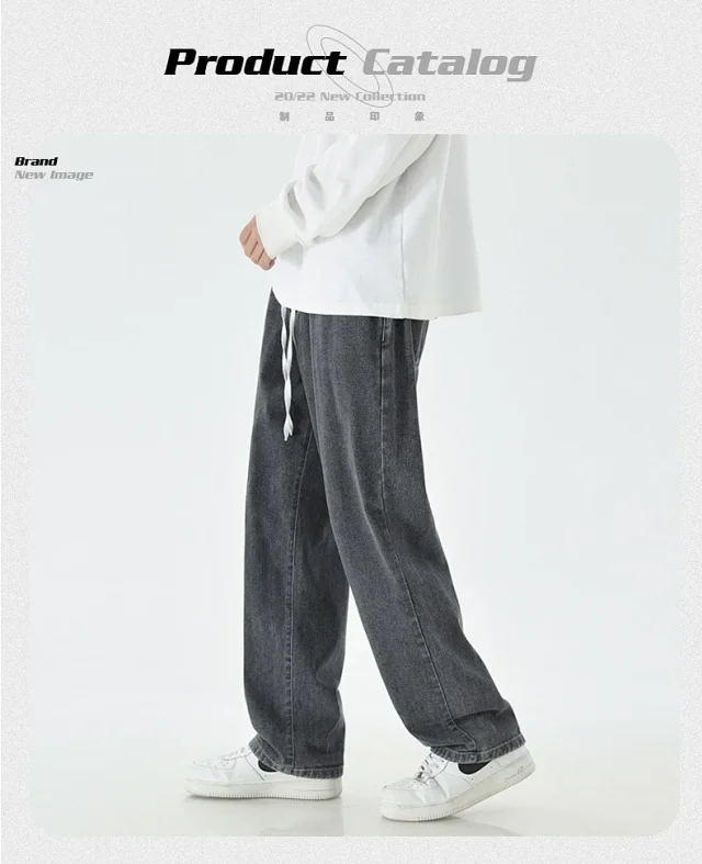 Men's Loose Straight Cotton Denim Jeans Detail