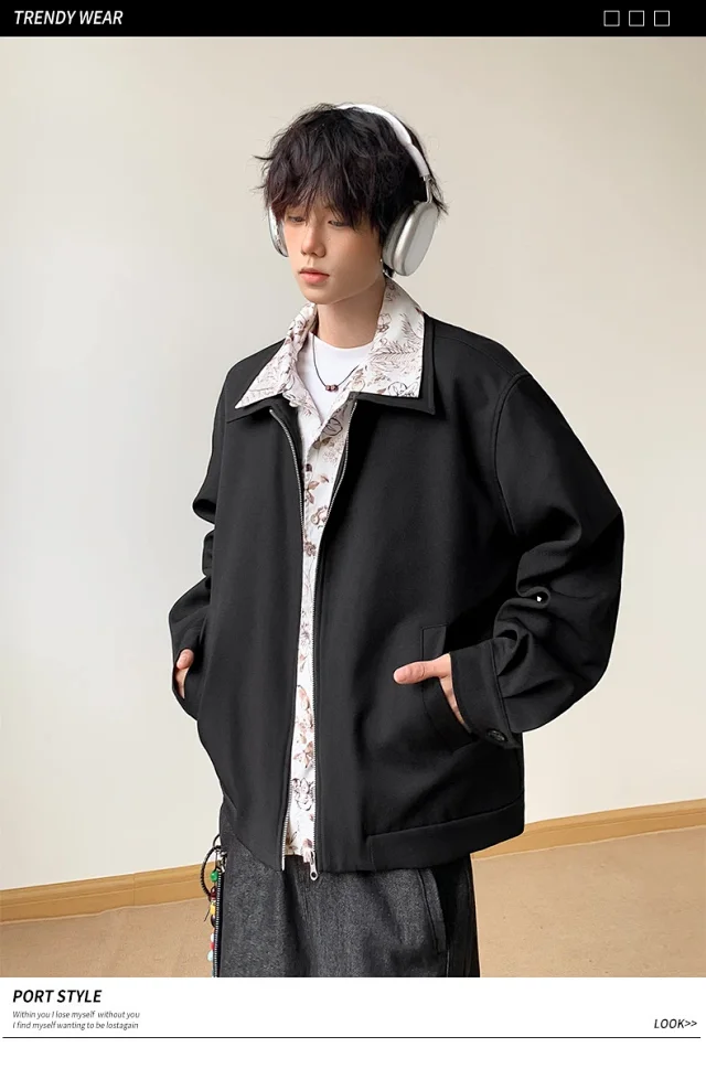 Vintage Floral Collar Bomber Jacket for Men Detail