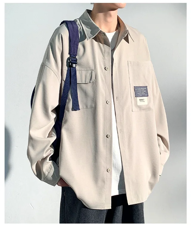 2025 Autumn Hong Kong Style Men's Workwear Shirt Detail