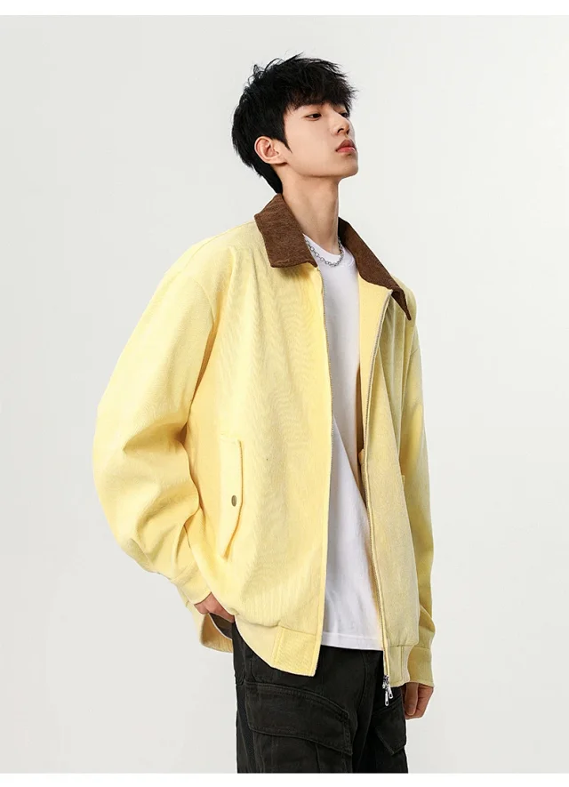 Autumn Retro Bomber Jacket for Couples Detail