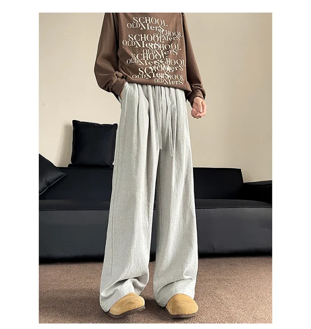 Men's Linen Retro Wide - leg Pants Detail