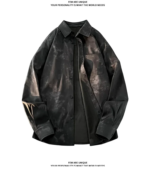 Men's Ink-dyed Loose Shirt Coat Detail